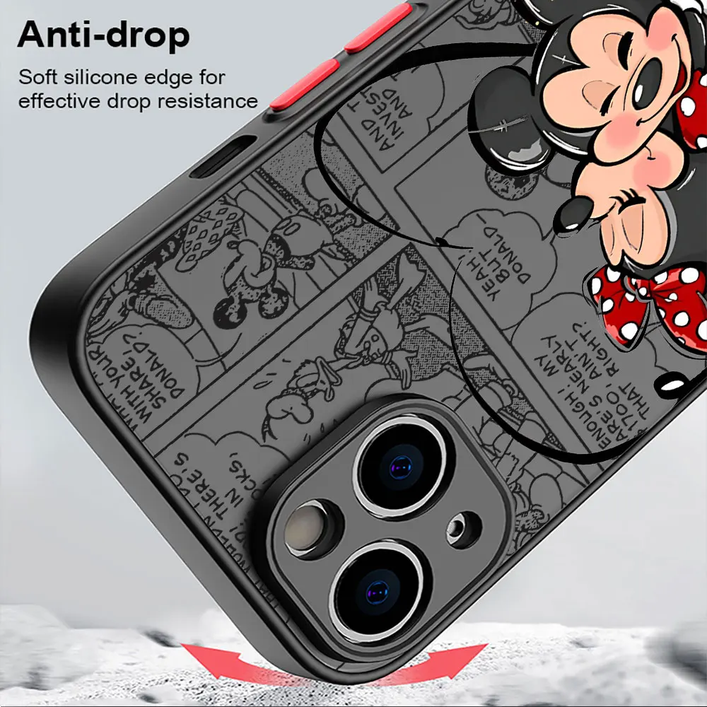 Disney Mickey Minnie Mouse Case for Apple iPhone 7 8 Plus XS Max 15ProMax 12 XR 13 Mini 11 Pro SE 14 Pro Luxury  Matte Cover