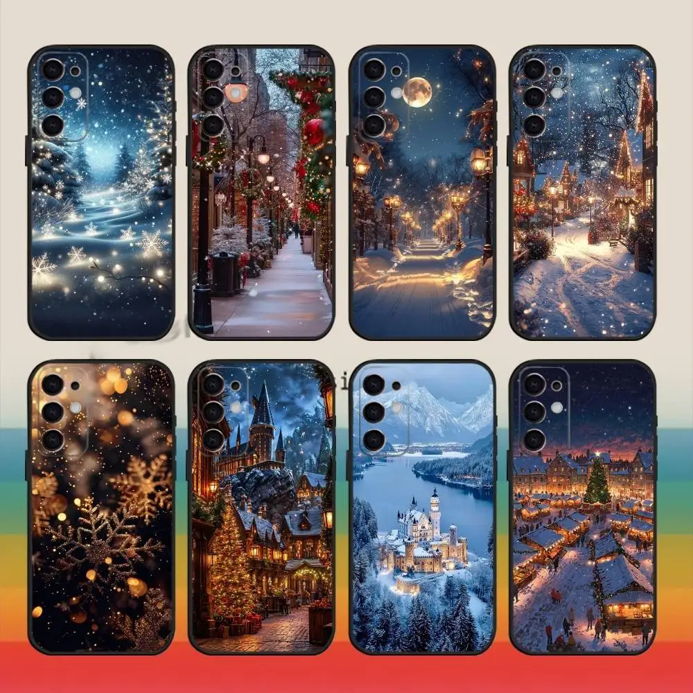 

Winter Christmas Snowflake Phone Case For Samsung S25,S24,S21,S22,S23,S30,Ultra,S20,Plus,Fe,Note,10,9,5G Black Cover