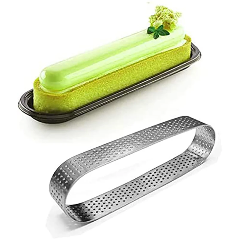 12Pcs Oval Tartlet Molds French Dessert Mousse Fruit Pie Tart Ring Quiche Cake Mold, Stainless Steel Tart Mousse Ring