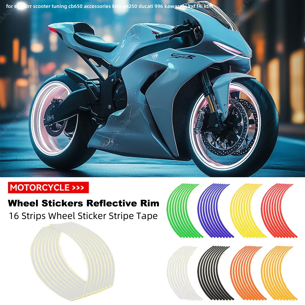 Pegatina reflectante para rueda de motocicleta, cinta de rayas para llanta, para s1000rr, scooter tuning cb650, accesorios ktm gn250 ducati 996