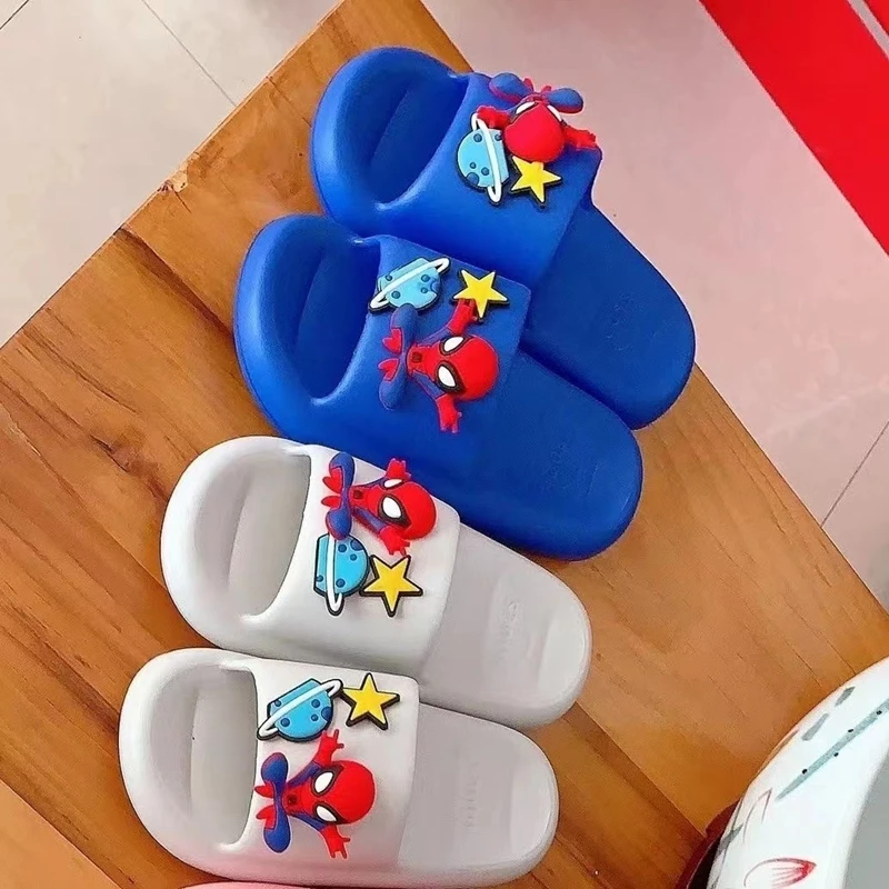 Summer Children Slippers Cartoon Spiderman Print Baby Boy Girl Kid Adult  Antiskid Soft House Indoor Beach Home Shoes 33-38