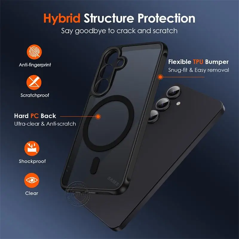 Magnetic Case For Magsafe Samsung Galaxy S25 S24 S23 S22 S21 FE Ultra Plus A07 A17 A05 A06 A14 A15 A16 A26 A35 A36 A54 A55 A56 - náhled 2