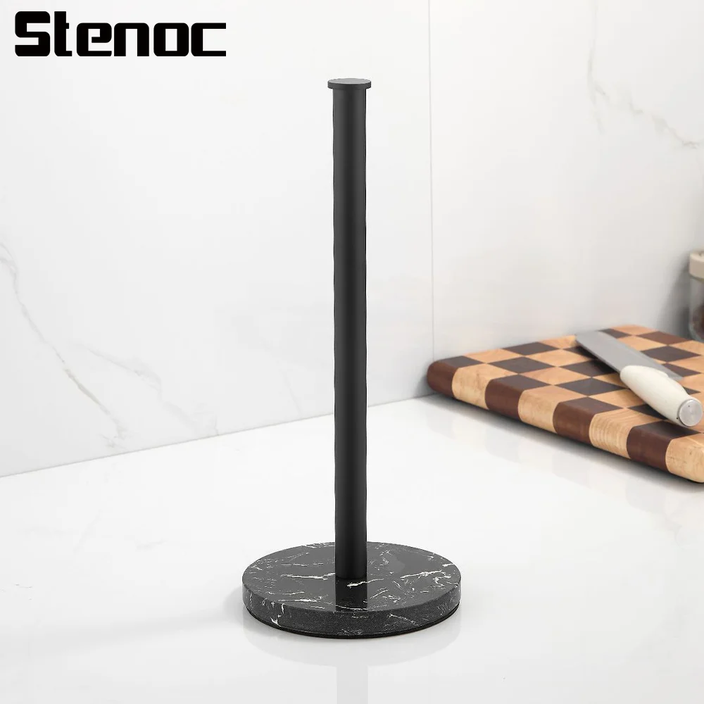 Black Marble Paper Towel Holder Kitchen Paper Roll Holder Vertical Napkin Holder Multi-Purpose Paper Countertop Storage Rack