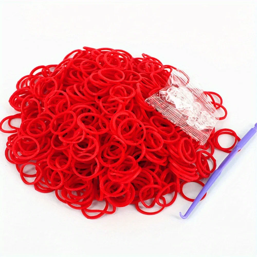 600Pcs Rainbow Rubber Band Loom -DIY Necklace S-clip Girl Rubber Band Bracelet Toys Bracelet Weaving DIY Crafting Tools