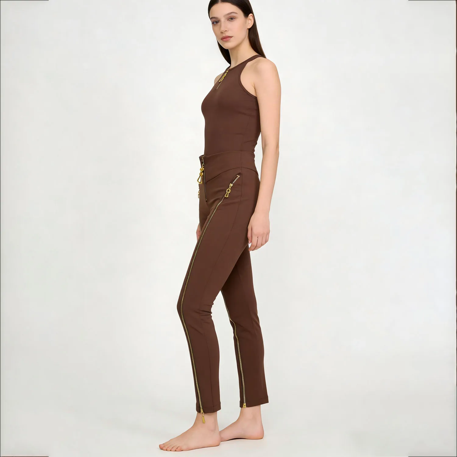 

Женские брюки LIMO Slim Fit с металлической молнией, гладкие линии, подчеркивающие изгибы тела, идеально подходят для повседневных случаев