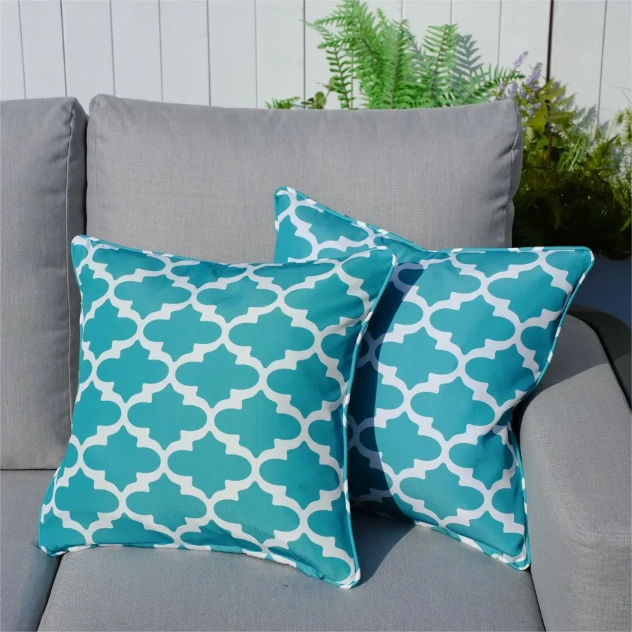 

16.54 x 16.54 Set of 2 Patio Geometric Patterned Throw Pillows
