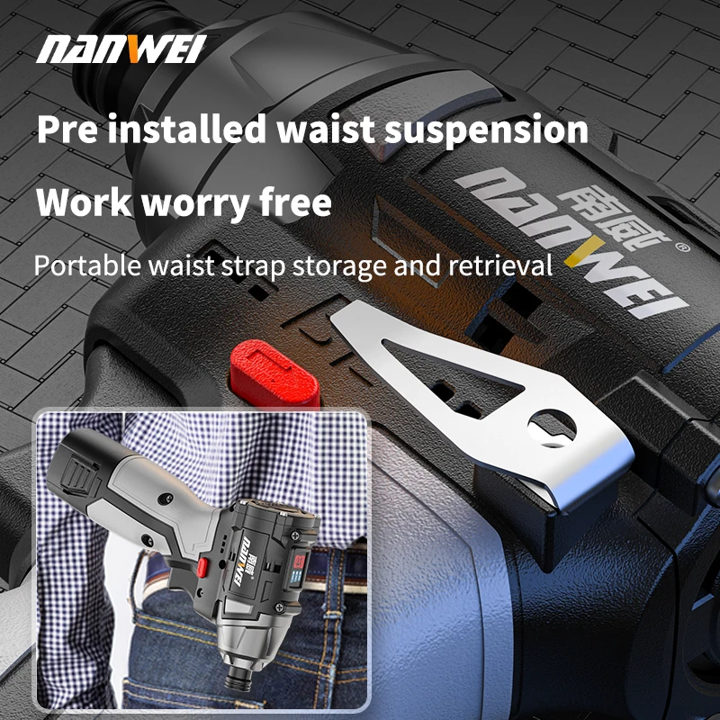 NANWEI 16.8V Brushless Lithium Battery Impact Screwdriver Household Electric Screwdriver 3-speed Control