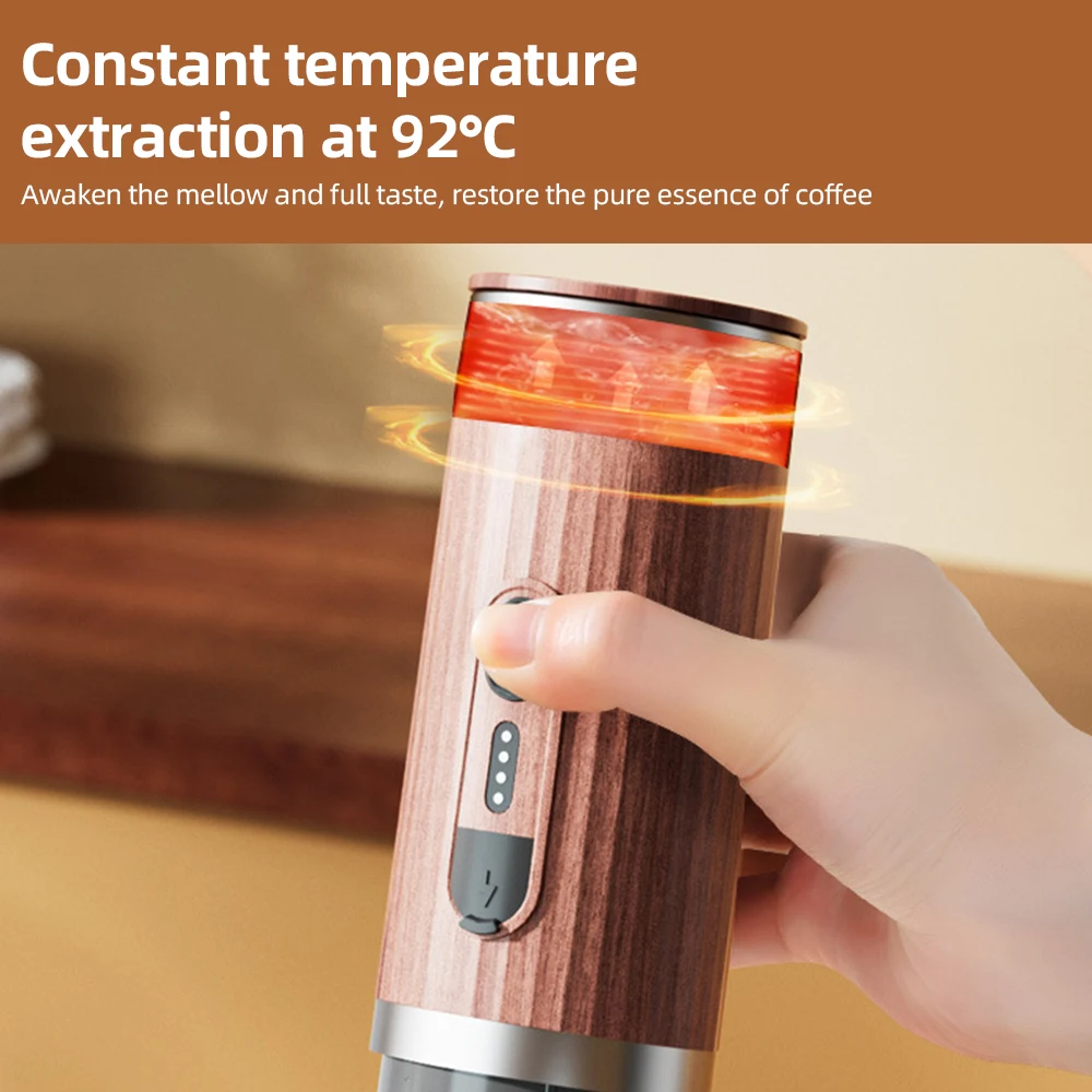 Portable Electric Espresso Coffee Machine Cordless Heating 3oz Single Serve Mini Coffee Maker 92℃ Smart Brew 20Bar Pump Pressure