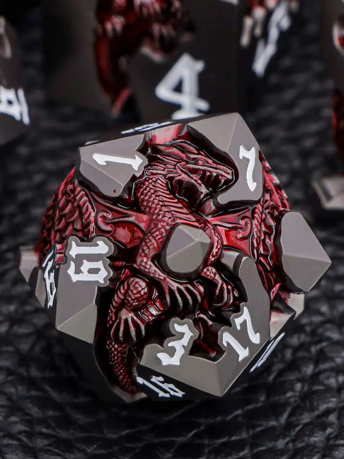 7 SZT. D20 Metalowe Kostki Smocze do D&D, Dungeons and Dragons, Pathfinder, Wielościenne Kostki do Gier Fabularnych, Zestaw Kostek D6 D&D — 2