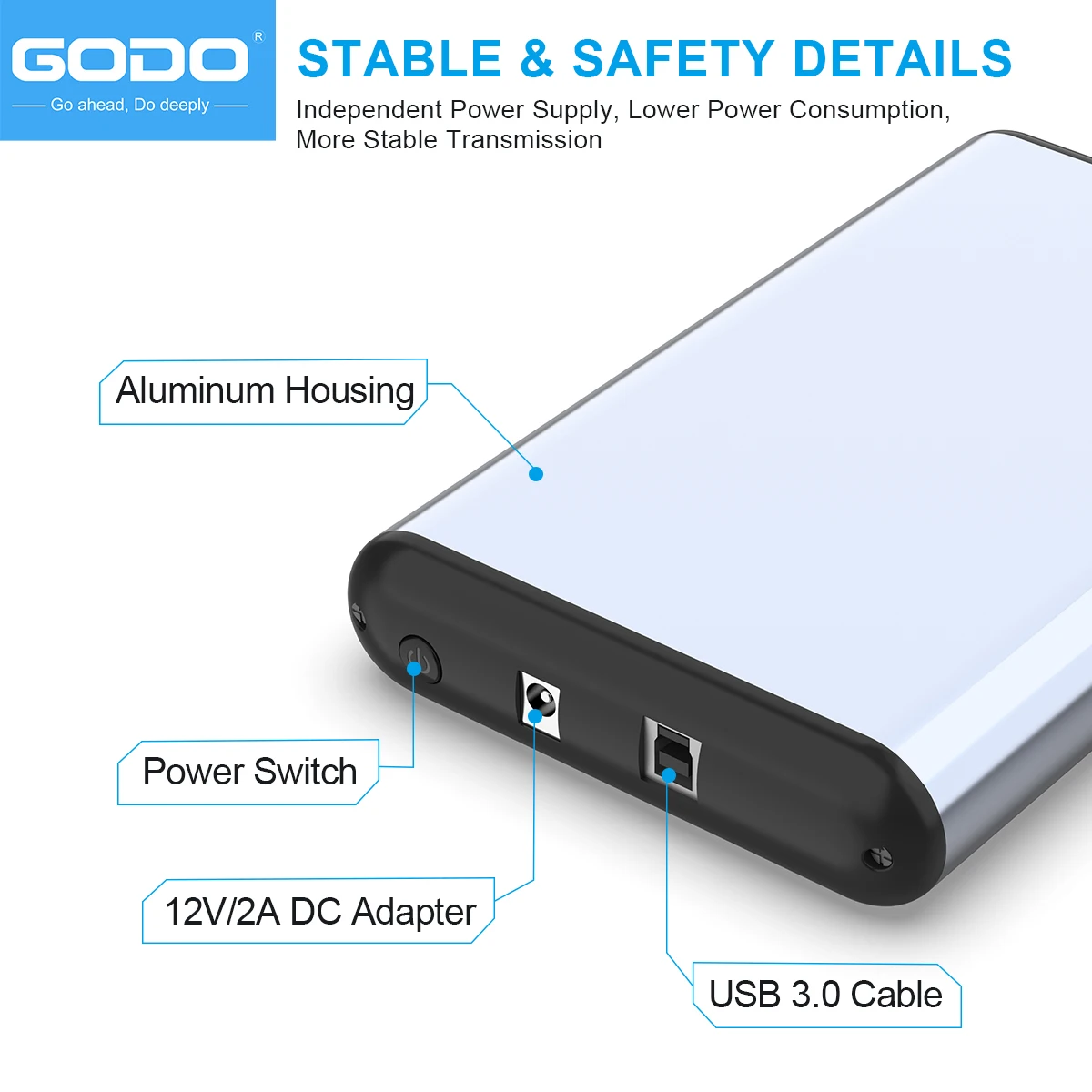 GODO USB 3.0 Hdd Docking Station 2.5/3.5 Inch SATA HDD SSD External Hard Drive Enclosure Aluminum Hard Drive Dock External Case view 6