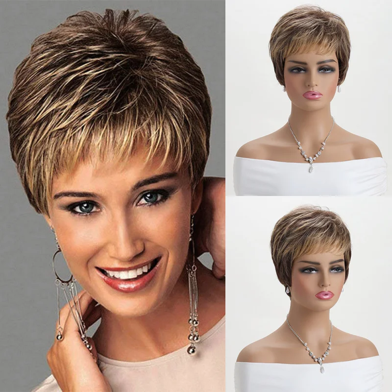 

New European and American style fashionable short hair wig for women, made of high-temperature synthetic fiber