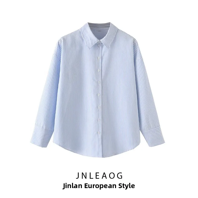 Csa Fena Casual de Aodão Ox trada de Manga Longa com Gola JNLEAOG Novo Estilo Fibra de Poliéster Resistente à...