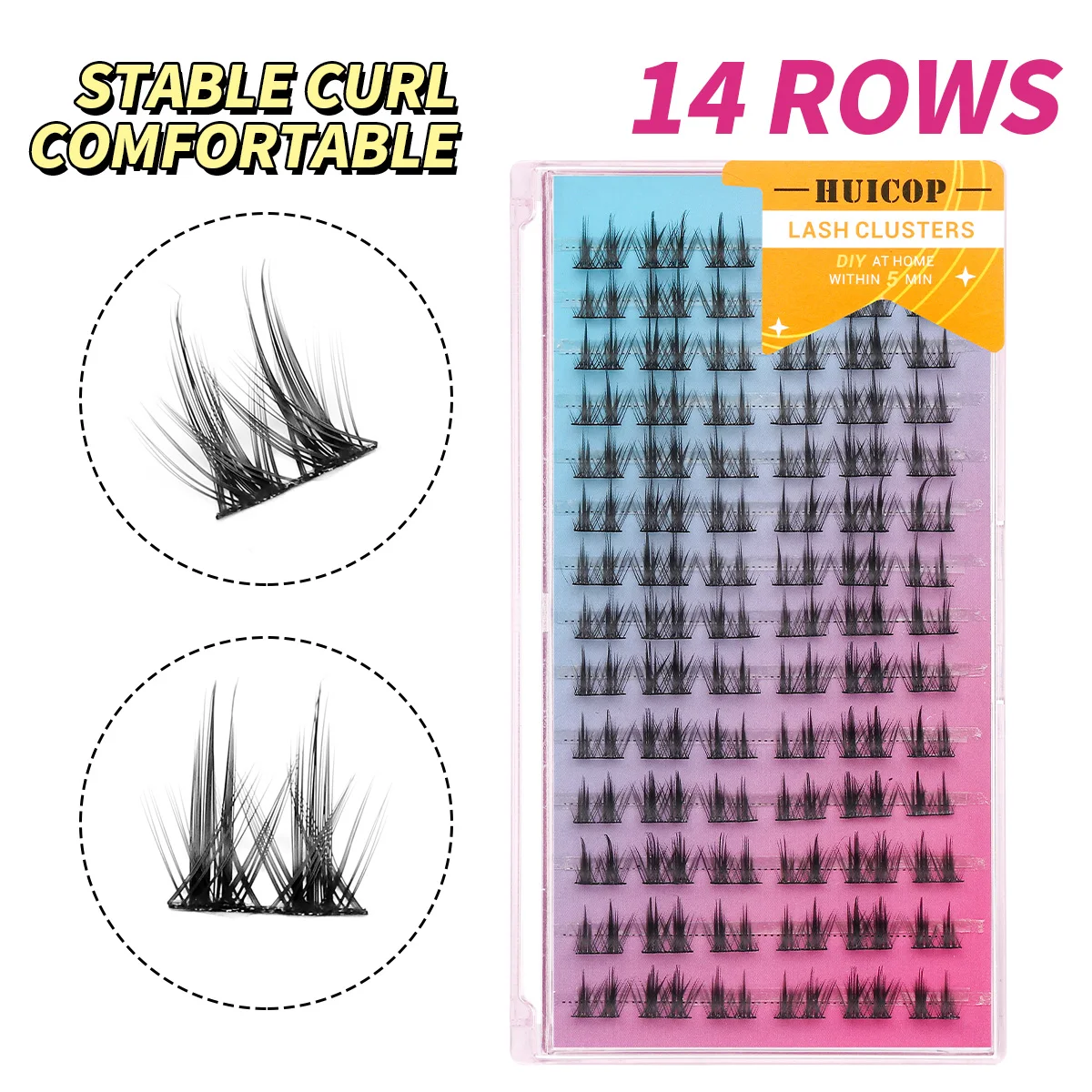 14rows Mixed Length DIY fake Eyelash Clusters Waterproof Strong Hold Natural Fake Eyelashes For Eyelashes Extension Daily Makeup