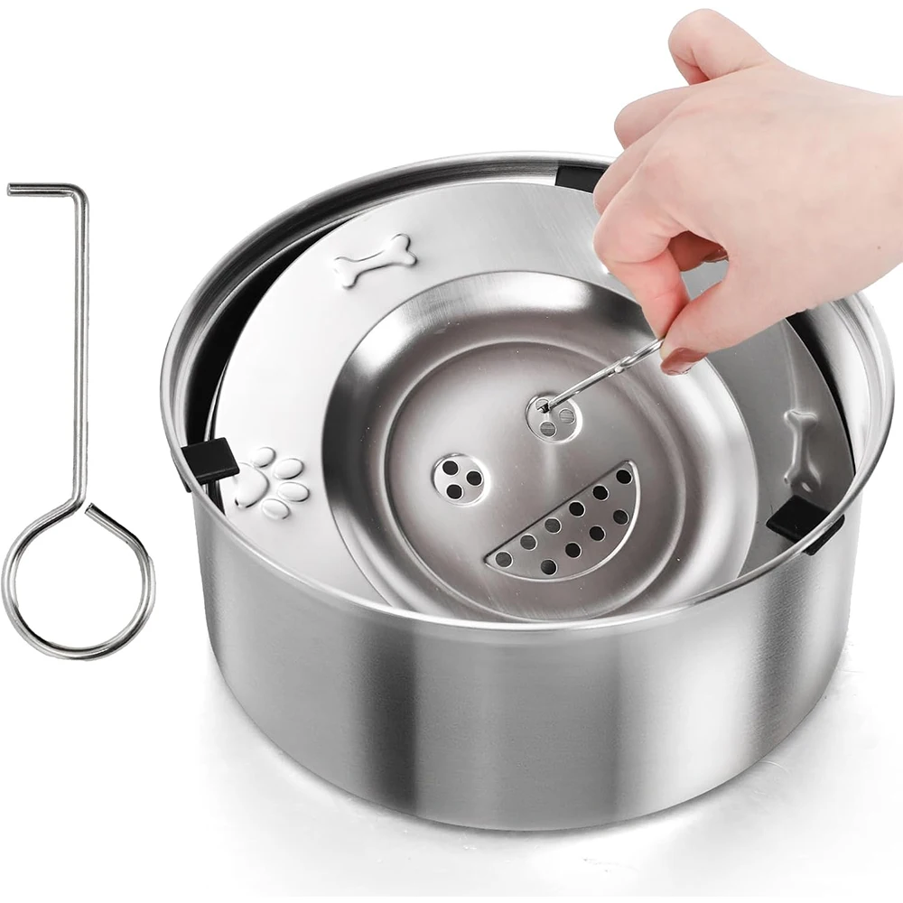 Dog Water Feeder Bowl，Big Capacity Stainless Steel Dog Cat Pet Floating Bowl，No Spill Anti-Splash Dog Water Dispenser Bowl