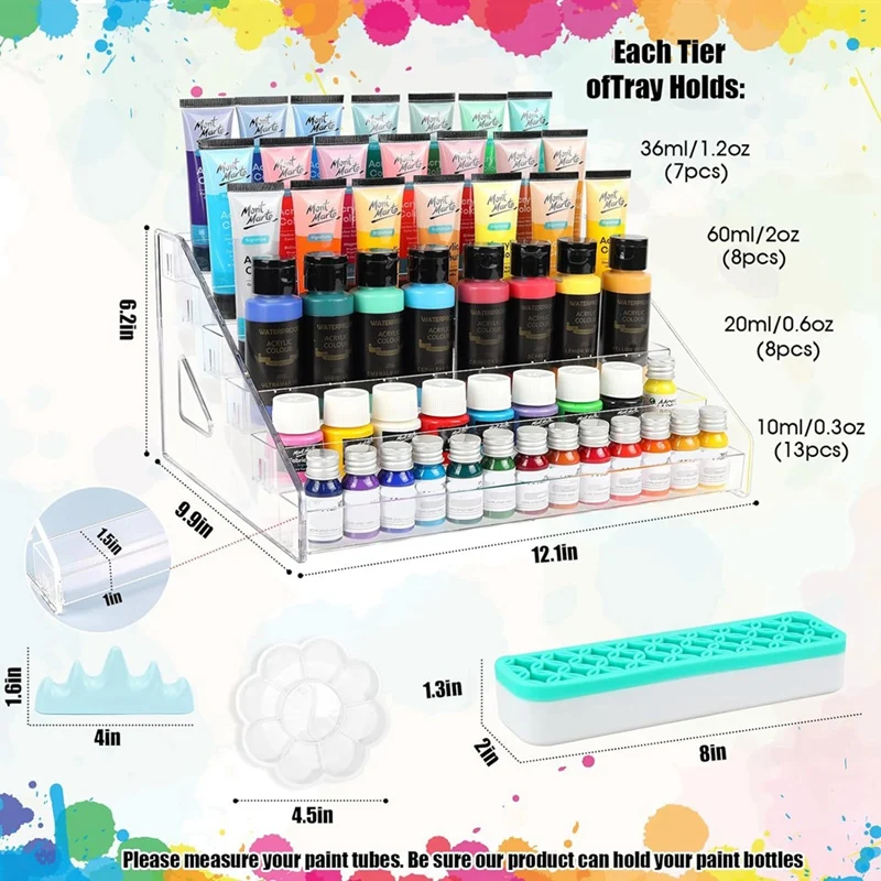 Comprehensive 6-Layer Paint Bottle Storage Box With Brush Holder For Craft Enthusiasts