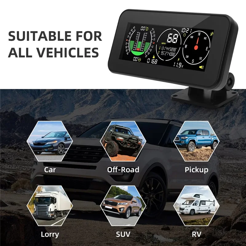 

M60 Car Digital Display GPS Smart Inclinometer Tilt Pitch Angle Inclinometro Auto HUD Intelligent Slope Meter