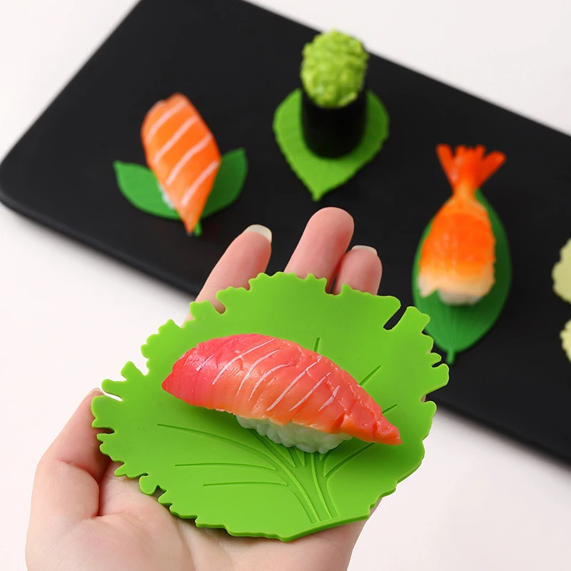 1 Set Silicone Leaf Bento Dish Cup Lunch Separator Sushi Rice Ball Mat Lunch Box Bento Box Reusable Kitchen Tools Accessories