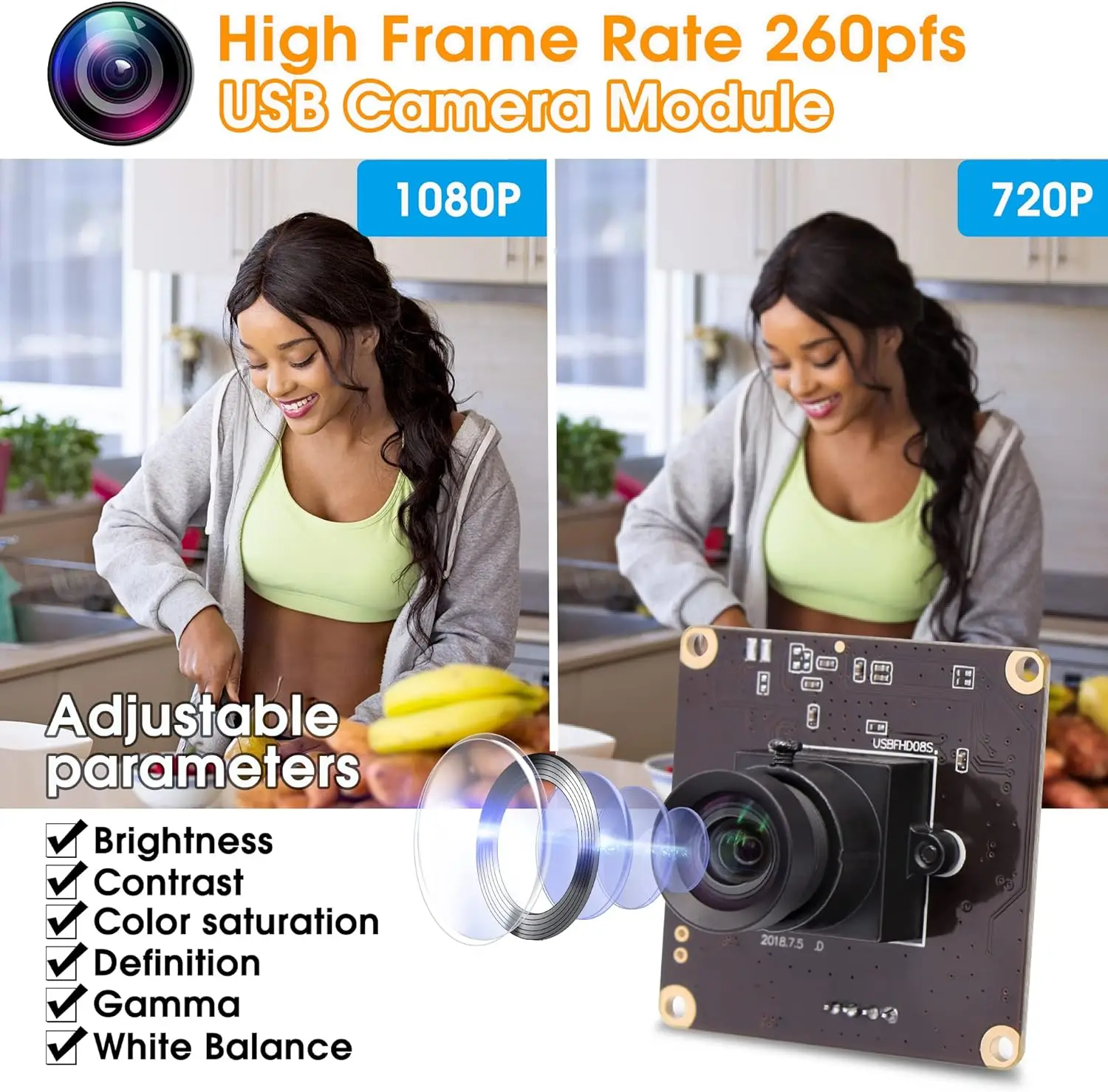 SVPRO 260fps/120fps/60fps High Speed USB Camera Module 2MP 1080P OV4689 CMOS Mini Camera for Industrial Inspection