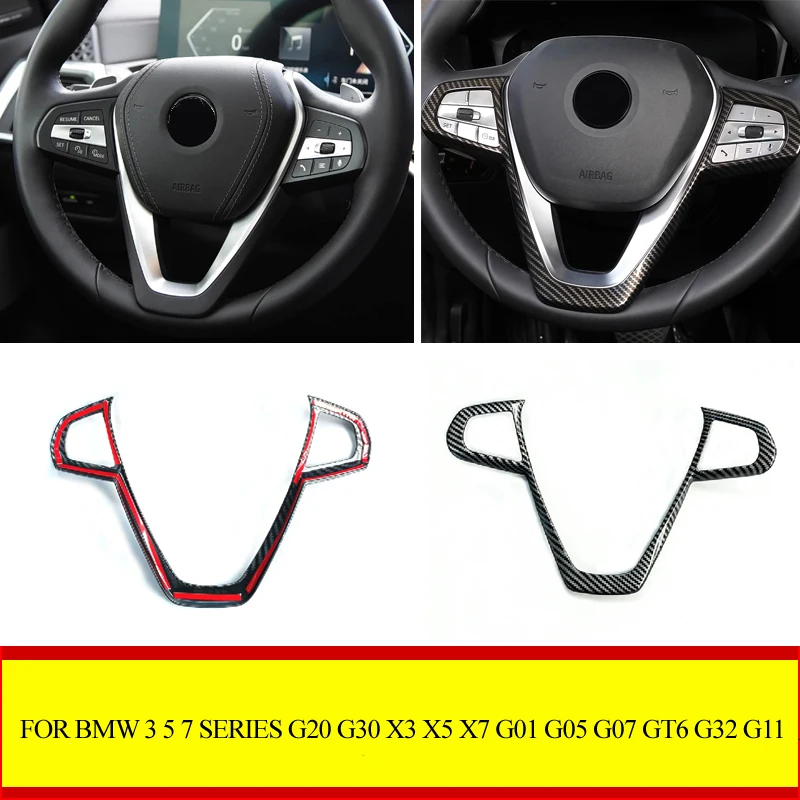 Car Steering Wheel Covers Stickers For BMW 3 5 7 Series G20 G30 X3 X5 X7 G01 G05 G07 GT6 G32 G11 2020-2025 Accessories