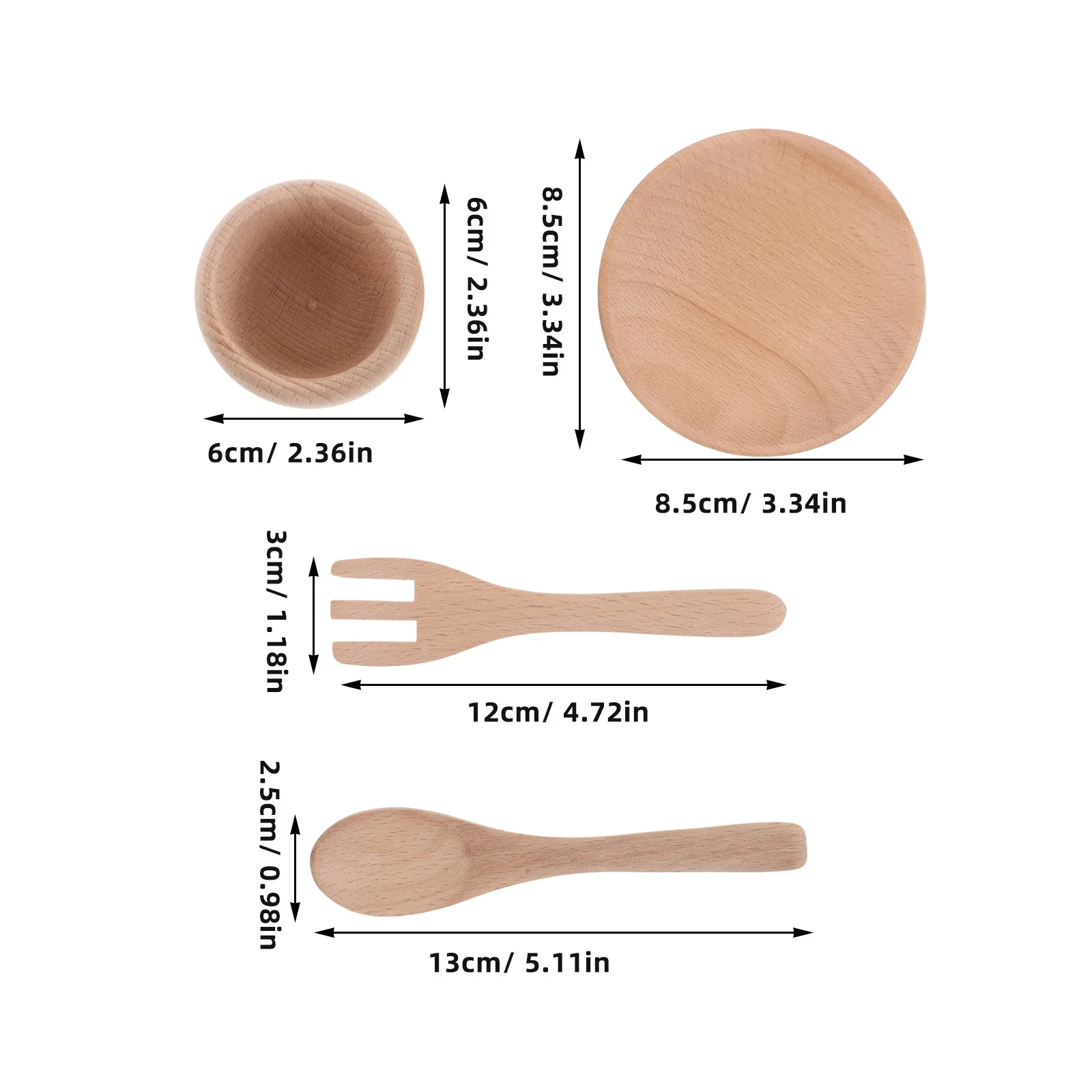 1セット木製子供用キッチン遊びアクセサリーごっこ遊びシミュレーションリアルなフォークプレート食器モンテッソーリ学習セット