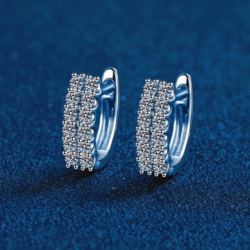 Classic 18K White Gold Hoop Earrings for Women Elegant Female Fine Jewelry 0.72ct Moissanite Diamond Ear Decorations for Girls