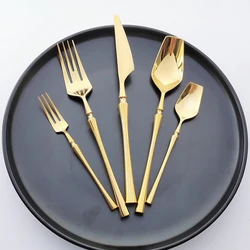 Gold Dinnerware Set Stainless Steel Tableware Set Knife Fork Spoon Flatware Dishwasher Safe Silverware Cutlery Set 5/20/30pcs