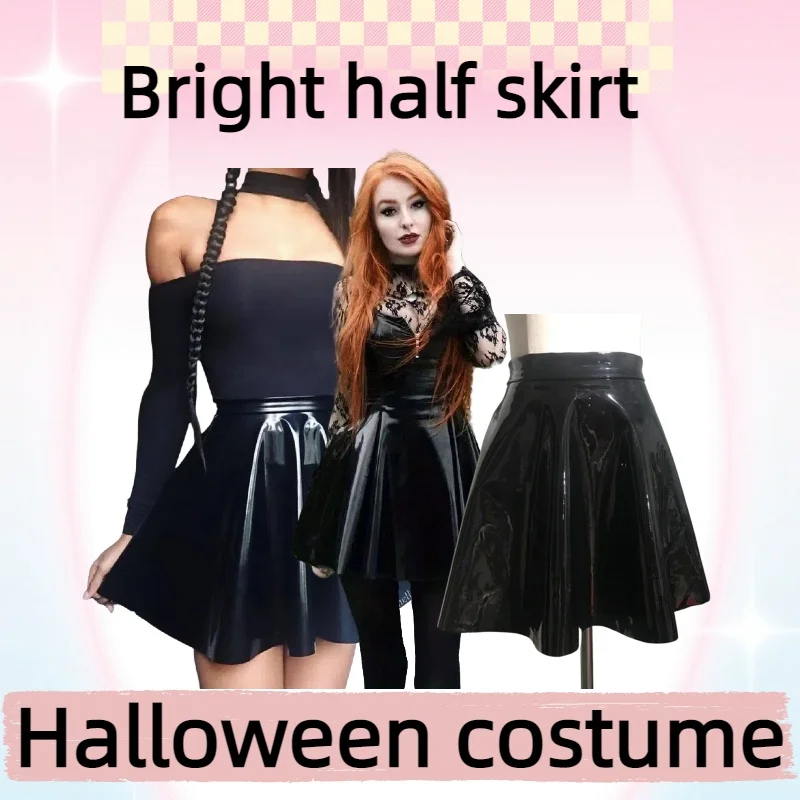 

Dark Style Pleated Skirt Teenage Girl's Midi Skirt for Daily Wear Cosplay Themed Parties Halloween Events and Casual Outings