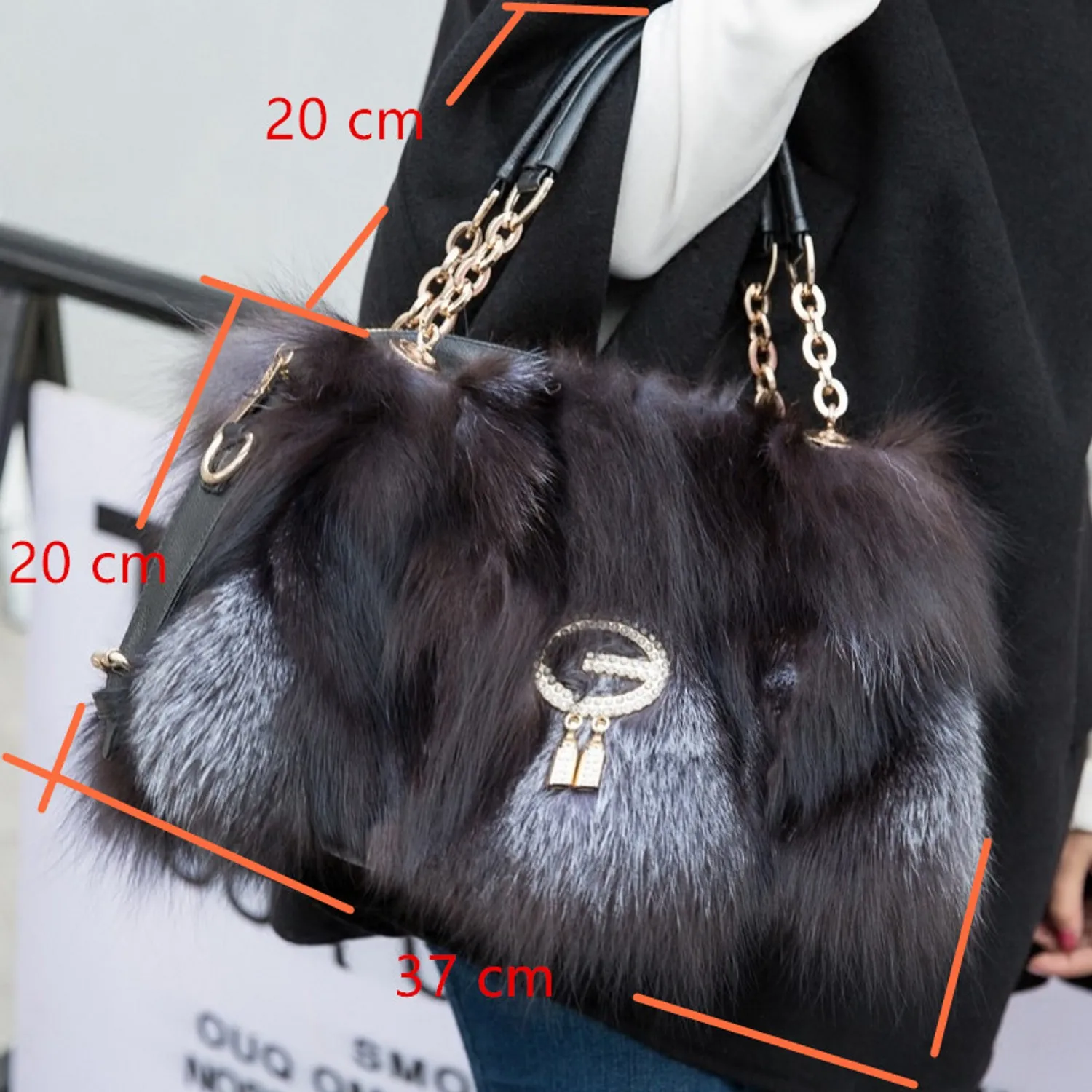 Fox Fur Women's Bag Luxury Genuine Fur Party Bag Tote Designer High Quality Real Silver Fox Fur Hand Bags