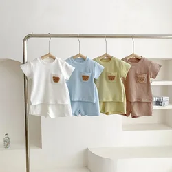 Summer Baby Clothing Set Solid Tee And Shorts 2 Pcs Boys Clothes Suit Infant Outfit