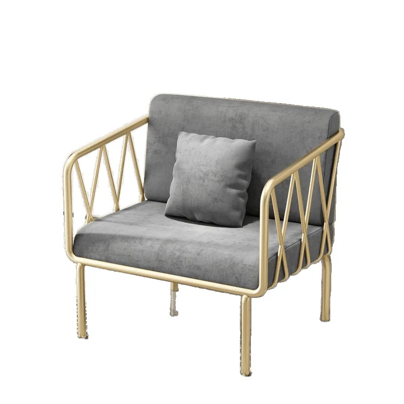

Modern simple light luxury gold wrought iron sofa clothing store Internet celebrity single sofa chair living room sofa coffee