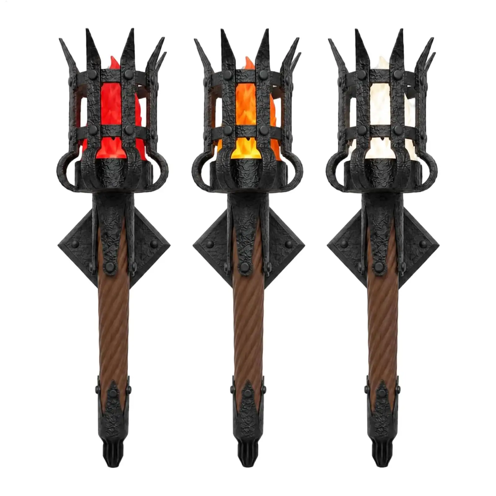 3D Printed LED Wall Torch Lamp Gothic Cresset Sconce Flame Light Castle Bar Garden Porch Party Room Decoration