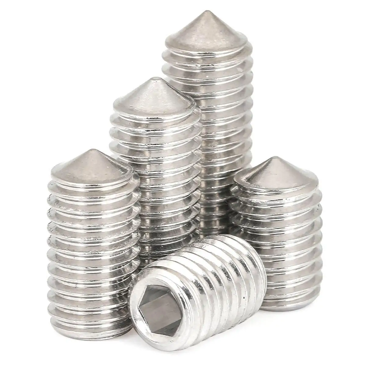 M3 M4 M5 M6 M8 M10 M12 M16 304 Stainless Steel Hex Hexagon Socket Cone Point Grub Set Screw Tapered End Bolt