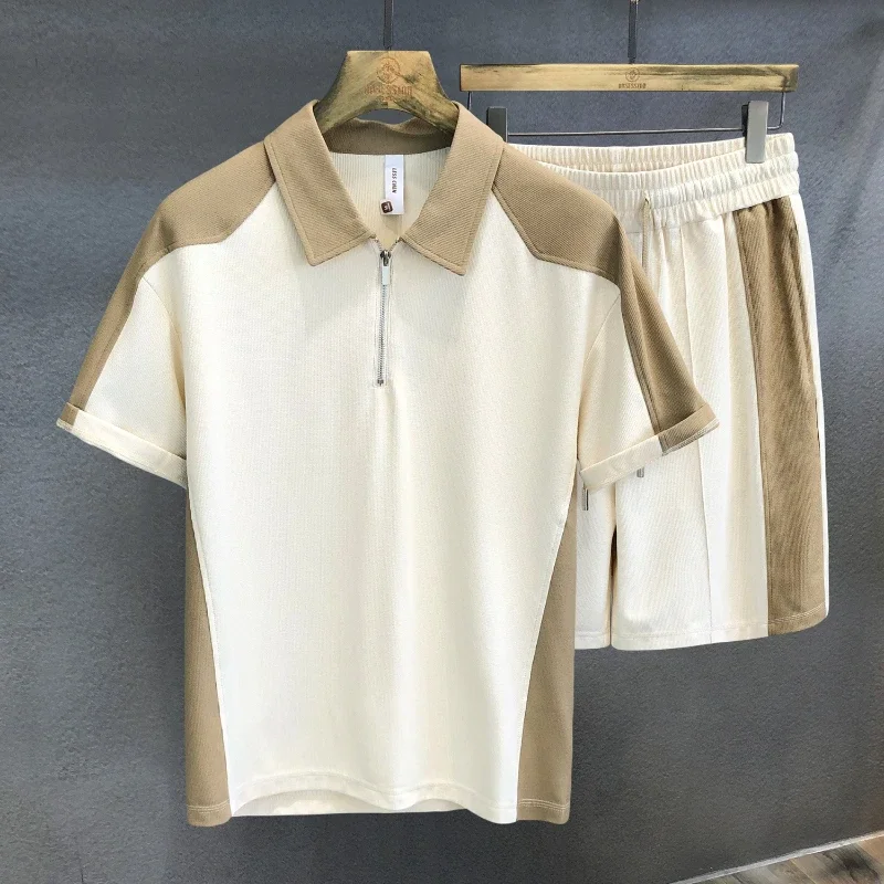 

Polo Shirt Man Sets Sports New in Tops & Tees Regular Fit Stretch 2 Piece Outfit Kpop Stylish Tee T-shirts Shorts Suits for Men