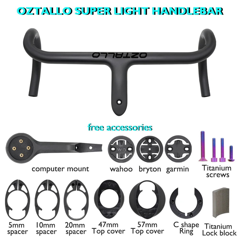 ULTRA Light 266g Road Bike Full Carbon Fiber Internal Cable Integrated Bicycle Handlebar Cockpit 28.6mm For 360-380mm With Mount