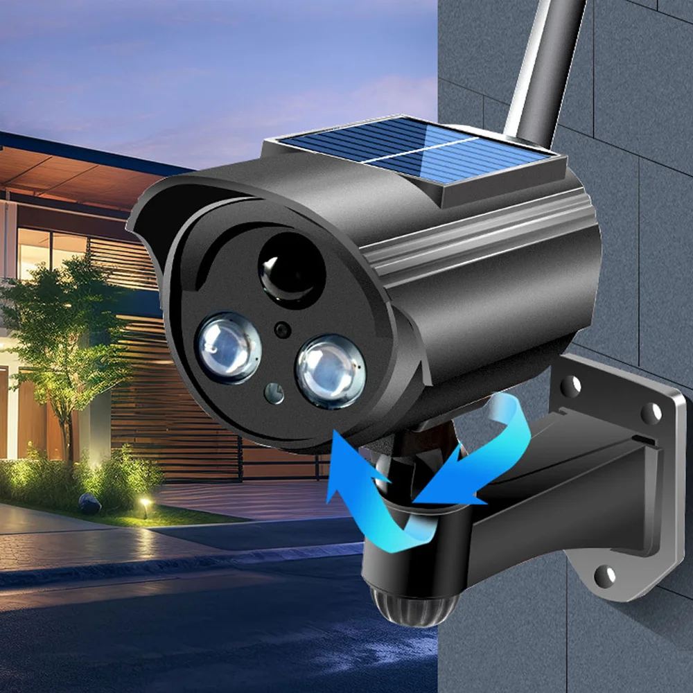 Outdoor Wireless Simulated Security Camera,Fake Solar Charging,Fake Camera, with AI Motion Detection,Red Flashing Light with LED