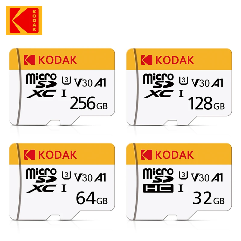 Tarjeta de Memoria Micro SD TF KODAK de 256GB 64GB 32GB 128GB Clase 10 Microsd SD 100MB/S UHS-I A1 para Teléfono/PC