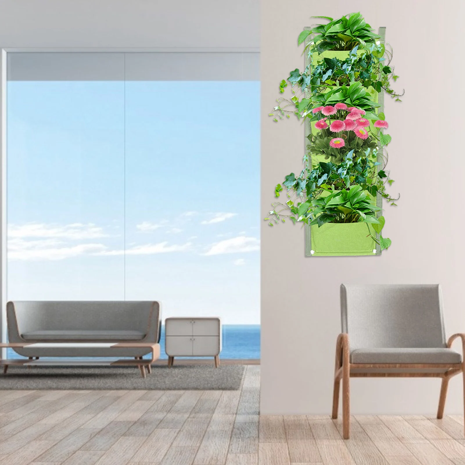6 Pockets Vertical Plant Grow Bags Container Wall Hanging Planter for Outdoor Garden Garden Planter Plant Grow Bags Plant Bag
