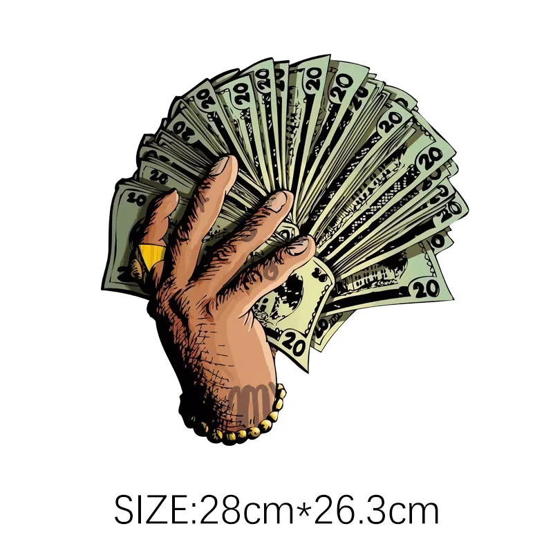 Hip Hop Heat Transfer Vinyl New Style Dollar bill trend Personalized sticker sticker DIY decorative T-shirt for men and women