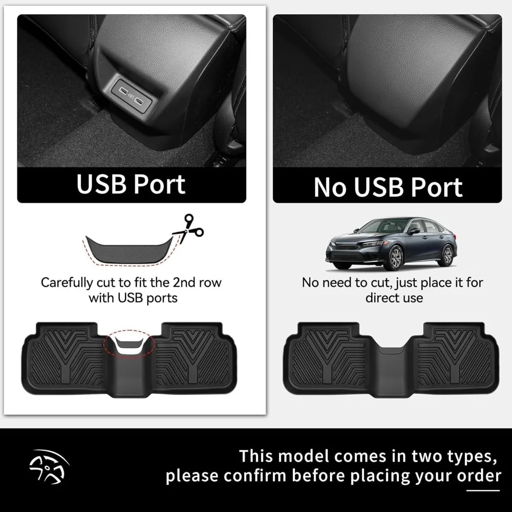 3D Floor Mats + Cargo Liner Set For 2022- 2026 Honda Civic Sedan All Weather TPE