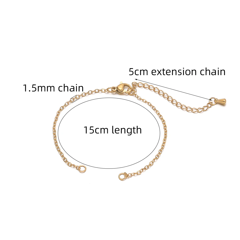 5pcs Stainless Steel Adjustable Bracelets for DIY Making