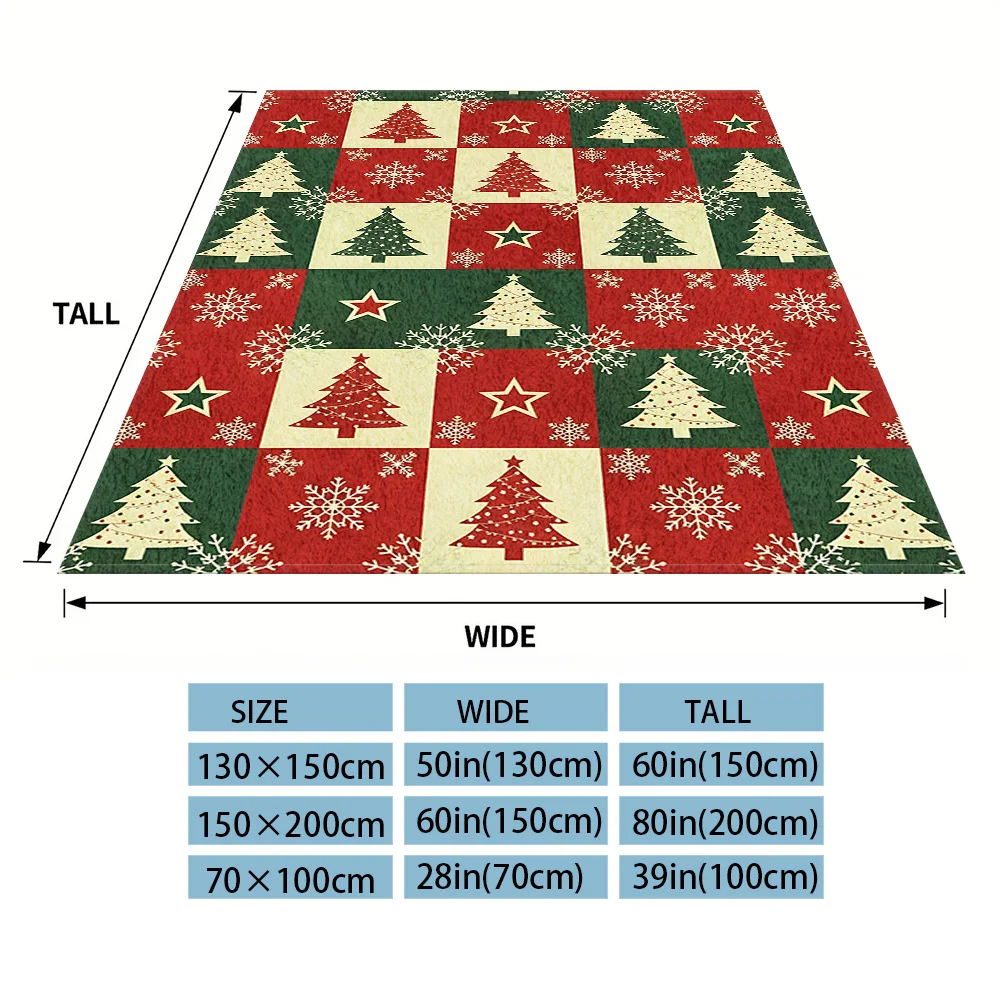 Xmas Checker Flannel Luxury Blanket, Lightweight And Comfortable Woolen Blanket, Ultra-Fine Fiber