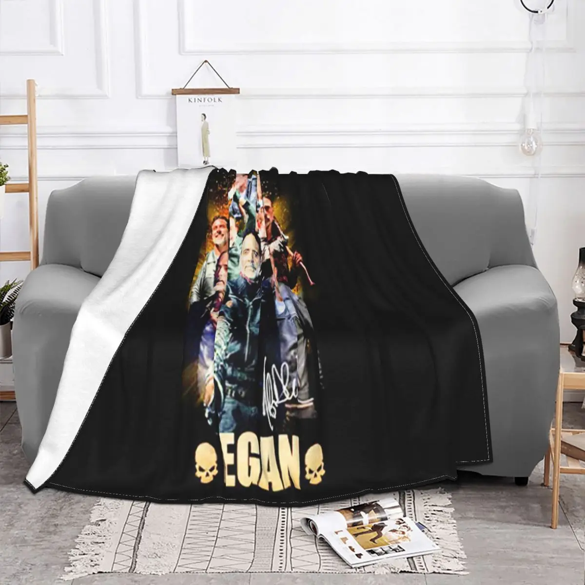 Negan Signature The Walking Dead More Size Party Cute Splicing Aesthetic Chinese Style Any Logo Humour Punk Throw Blanket