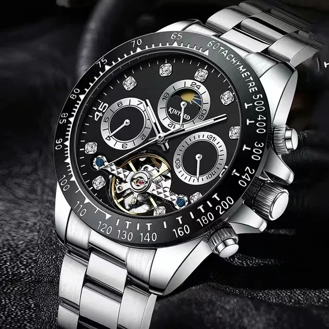 KINYUED J115 Men Automatic Mechanical Watch Business Stainless Steel Wristwatch for Man Waterproof Hand Clock Date Month Watches