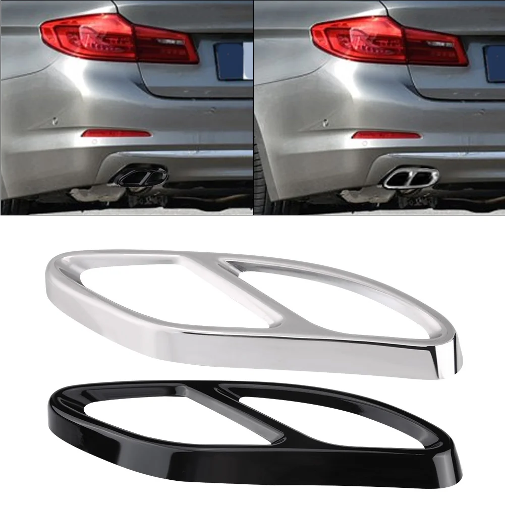 الزخارف العادم 1 زوج العادم الخمار أنبوب طرفي غطاء الزخارف ل GLC C E الفئة C207 14-17 العادم الأنابيب #1