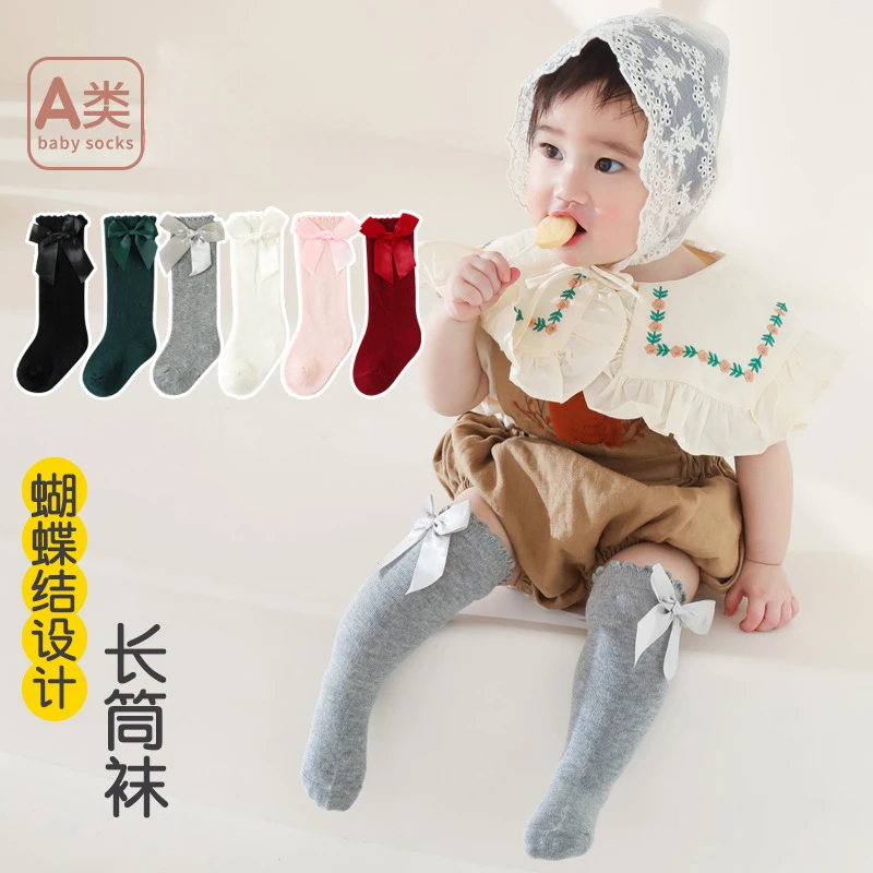 

Baby Socks with Large Bow Princess Windsock Stockings with Multi-colored Optional Bow Stockings with Cotton Stockings