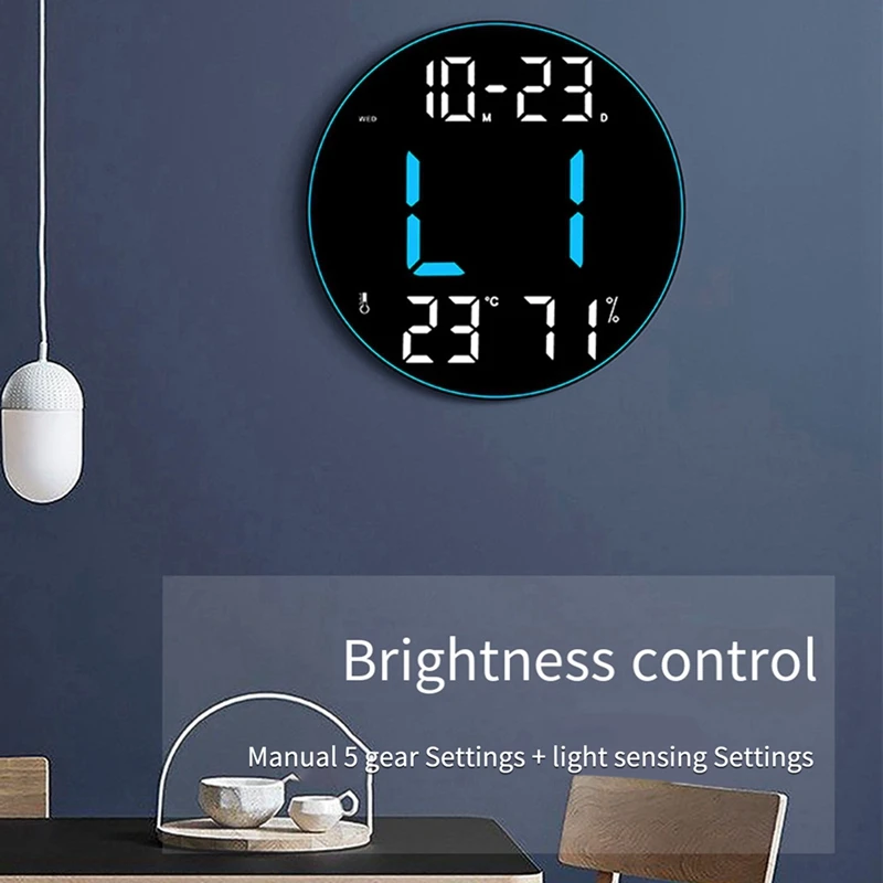 Ambient Light 12 Inch Big Screen Multifunction Clock Led Wall Clock Easy To Use Magenta Color