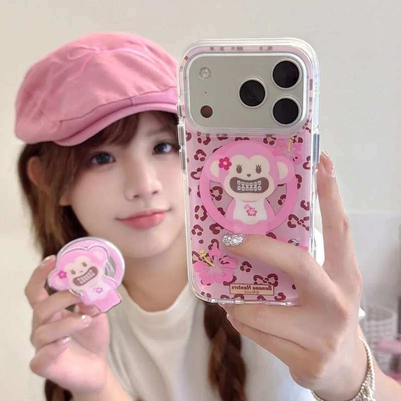 

Fashion Leopard Print Flower Pattern Magnetic Phone Case For iPhone 17 Pro 13 14 15 16 Pro Max Cover with Stand Protective Cases