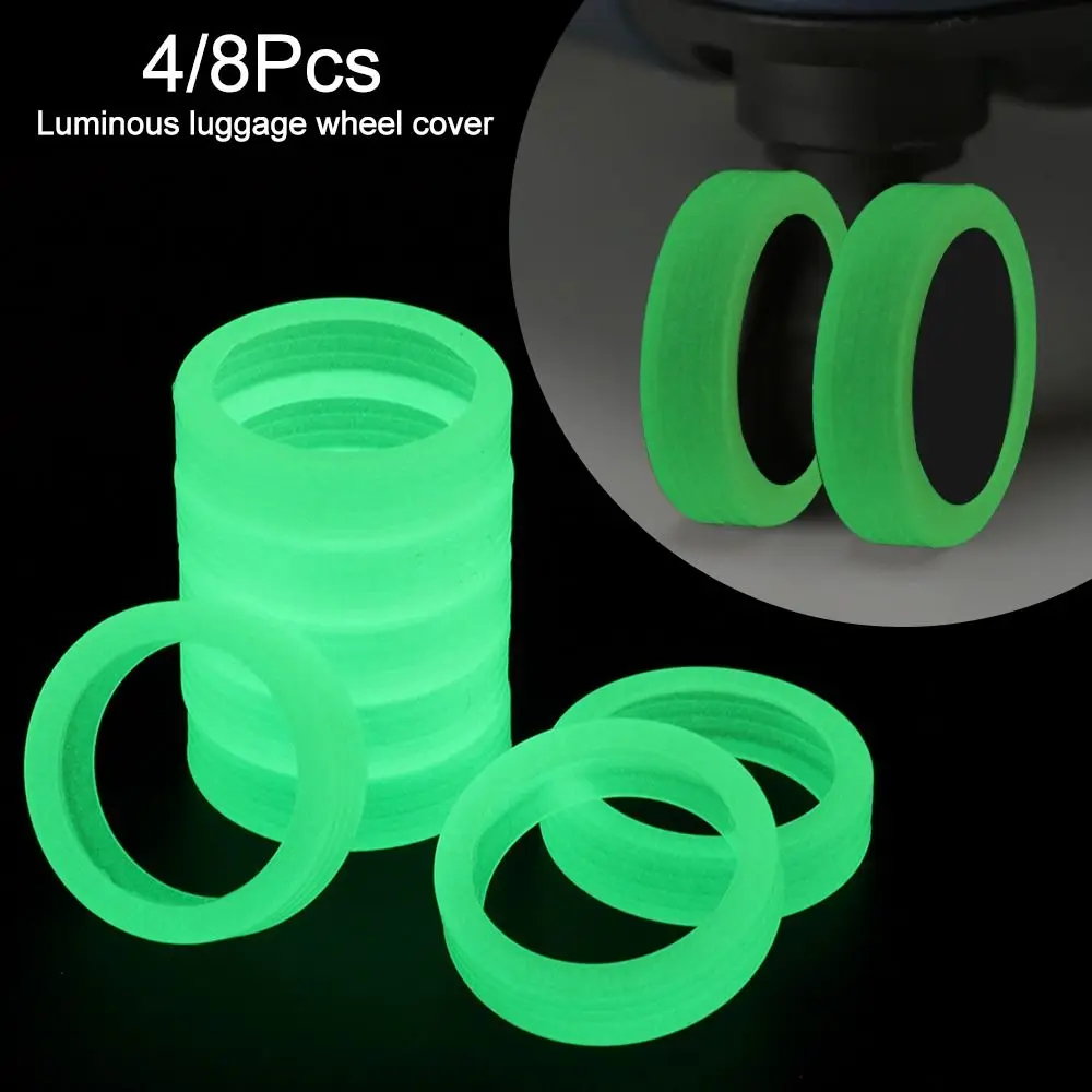 4/8Pcs Luminous Luggage Wheels Protector With Silent Sound Wheel Wear Wheels Cover Silicone Luggage Accessories Trolley Box