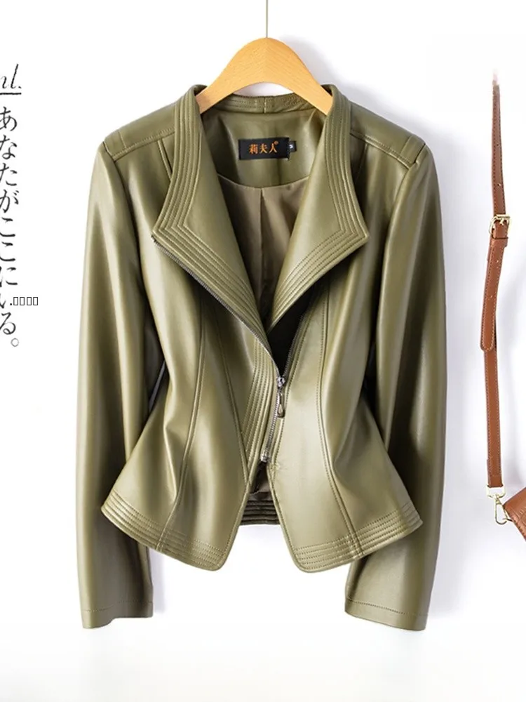 eepskin Leather Jaet Women's ort Slim Fit Large Size Autumn Winter New Arrival Genuine Leather Ladies Biker Jaet