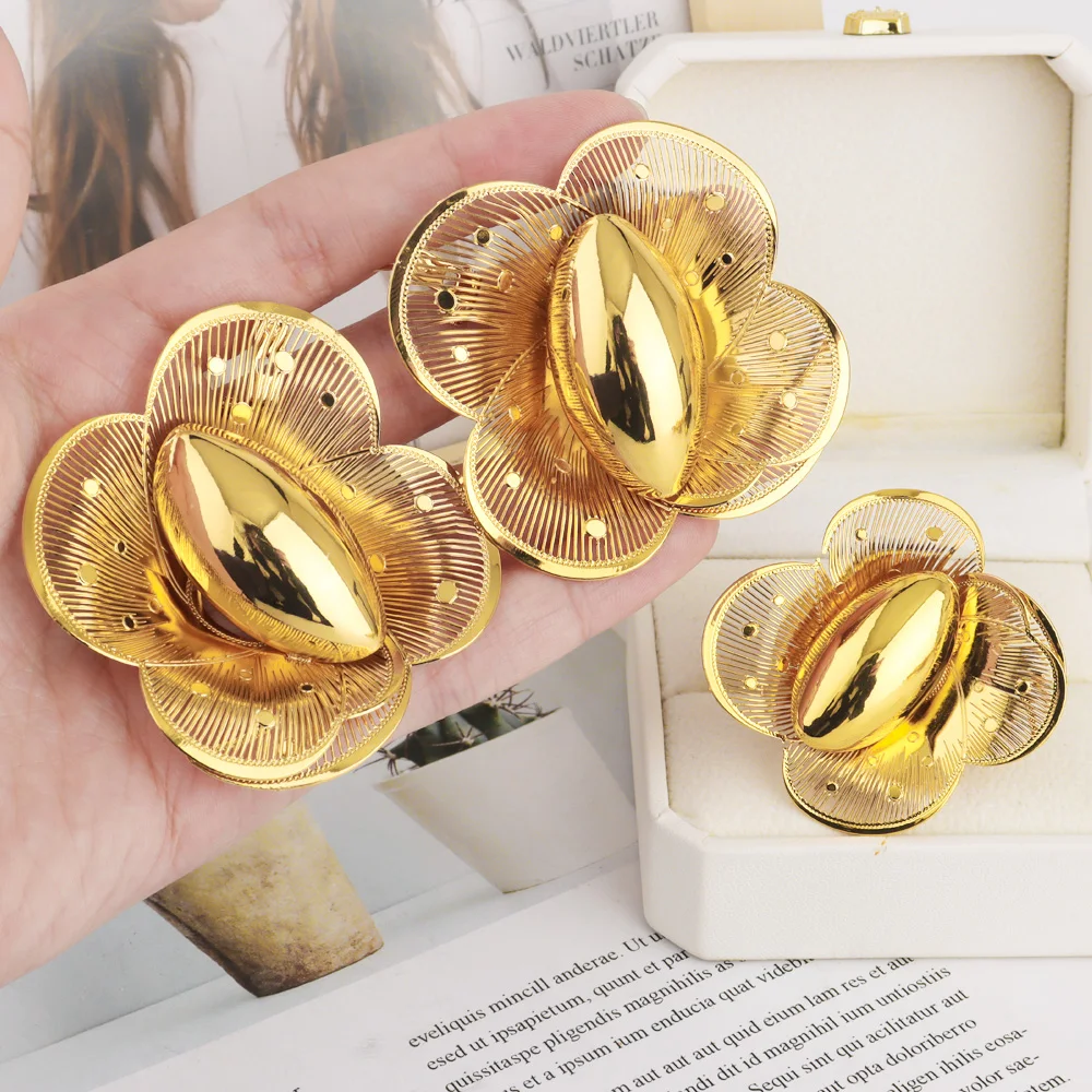 YM 2025, europäisches und amerikanisches Hohlring- und Ohrring-Set, Damen-Schmuckset, Party-Hochzeit, modisches Schmuck-Damengeschenk 3